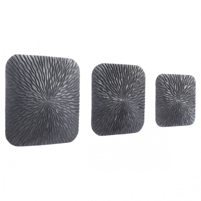 Dark Gray Sandstone Wall Art w/ Wave Design