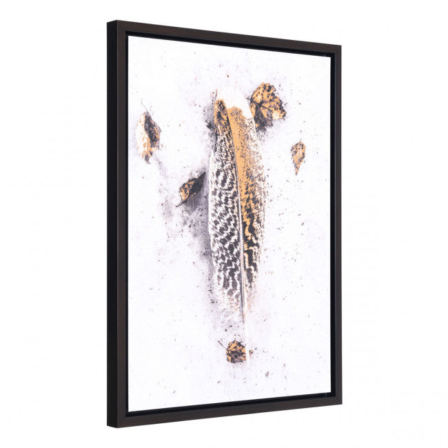 Office Wall Art w/ Feathered Plume & Autumn Leaves