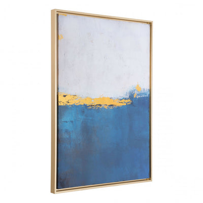 Blue & Yellow Wall Art w/ Gold Frame