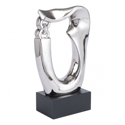 Fluid Silver Desktop Sculpture w/ Chain Link