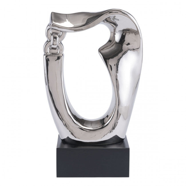 Fluid Silver Desktop Sculpture w/ Chain Link