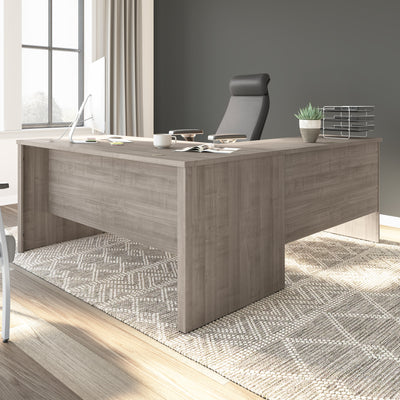 65" Silver Maple L-Shaped Desk