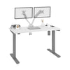 48" Twin Monitor Adjustable Desk in White/Gray