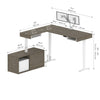 71" Dual Monitor Programmable L-Shaped Desk with Credenza in Walnut Gray and White