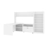 101" Open-Top L-Desk in White with Integrated Bookcase/Hutch