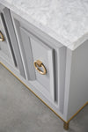 71" Carrera Marble & Gray Storage Credenza with Brushed Gold Accents