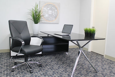 Black Leather Y-Design Office Chair