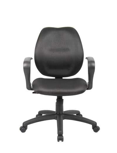 Black Mid-Back Office Chair w/ Loop Arms & Waterfall Seat