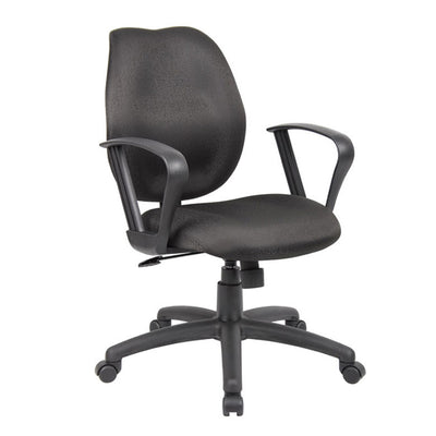 Black Mid-Back Office Chair w/ Loop Arms & Waterfall Seat