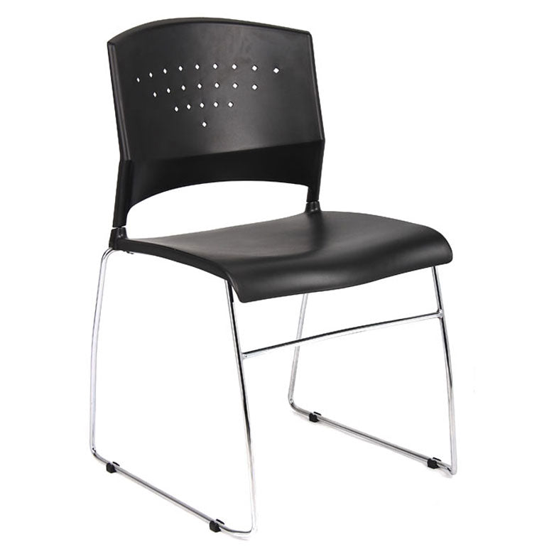 Classic Stackable Black & Chrome Guest or Conference Chairs (Set of 2)