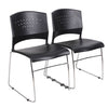 Classic Stackable Black & Chrome Guest or Conference Chairs (Set of 2)