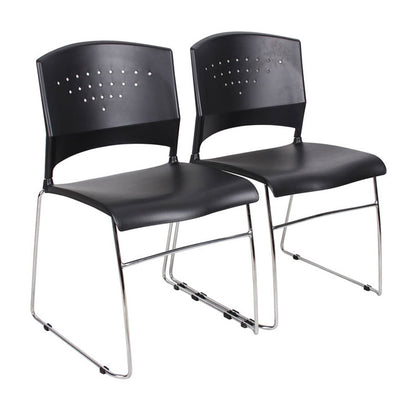 Classic Stackable Black & Chrome Guest or Conference Chairs (Set of 4)