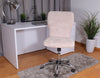 Cream Fur & Silver Office Chair