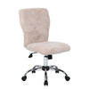 Cream Fur & Silver Office Chair