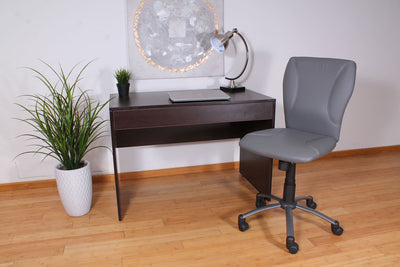 Classic Armless Gray Faux Leather Office Chair