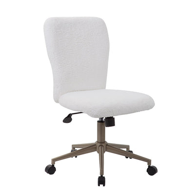 White Fur & Gold Office Chair