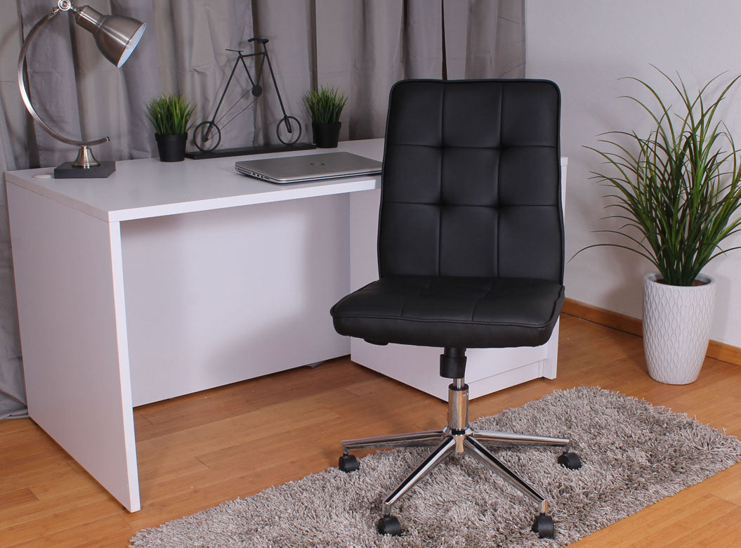 Black Faux Leather Armless Chair on Casters from Boss