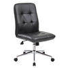 Black Faux Leather Armless Chair on Casters from Boss