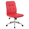 Red Faux Leather Armless Chair on Casters from Boss