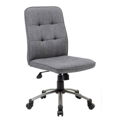 Gray Linen Armless Chair on Casters from Boss