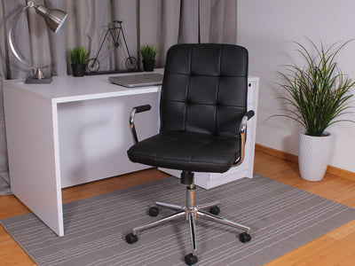 Black Faux Leather Button-Tufted Chair