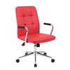 Red Faux Leather Button-Tufted Chair