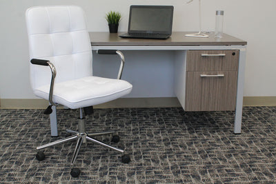 White Faux Leather Button-Tufted Chair