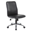 Black Faux Leather Armless Chair w/ Horizontal Panels