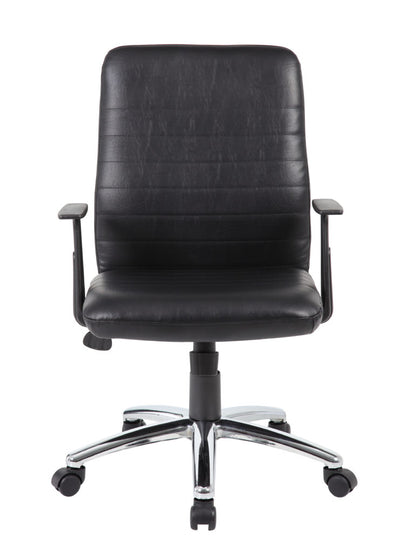 Black Faux Leather Office Chair w/ Horizontal Panels