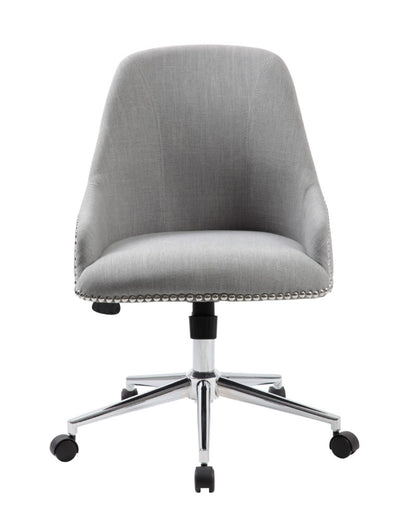 Gray Linen Guest/Office Chair w/ Silver Nail-Head Trim