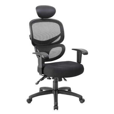 Classic Ergonomic Black Mesh Office Chair w/ Headrest from Boss