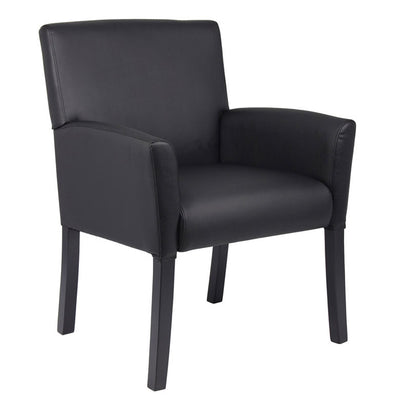 Black Faux Leather Box Arm Chair