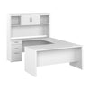 67" Elegant U-Shaped Desk in Satin White with Hutch