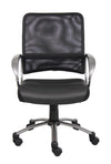 Black Mesh Back Rolling Office Chair w/ Pewter Arms