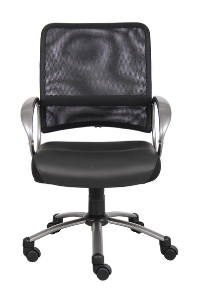 Black Mesh Back Rolling Office Chair w/ Pewter Arms