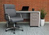 Gray Linen & Chrome Classic Office Chair