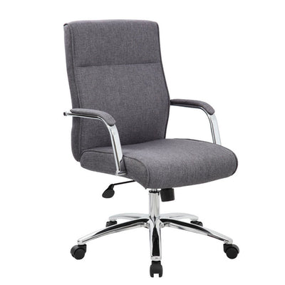 Gray Linen & Chrome Classic Office Chair