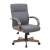Vintage Slate Gray Linen & Driftwood Office Chair