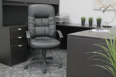 Black Faux Leather Office Chair w/ Black Base