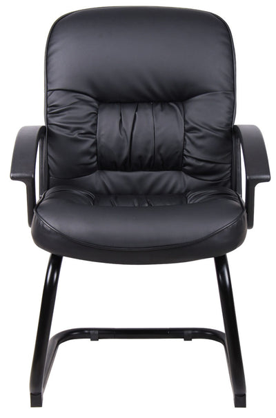 S-Design Black Faux Leather Mid Back Guest Chair