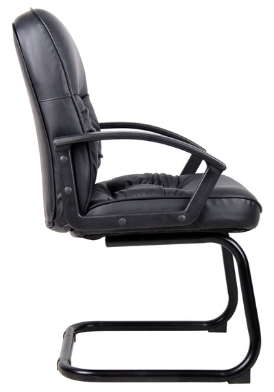 S-Design Black Faux Leather Mid Back Guest Chair