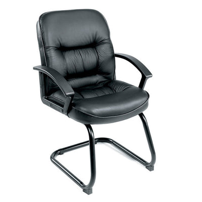 S-Design Black Faux Leather Mid Back Guest Chair