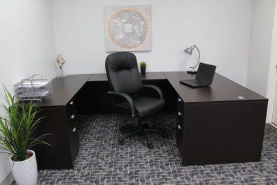 Smooth Black Faux Leather High Back Executive Office Chair