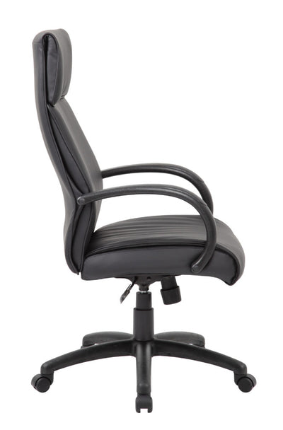 Striking Classic Black Faux Leather Office Chair