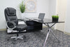 Foldable Black Leather Office Chair w/ Waterfall Seat