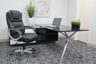 Superior Black Leather & Nylon Office Chair