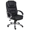 Foldable Black Leather Office Chair w/ Waterfall Seat