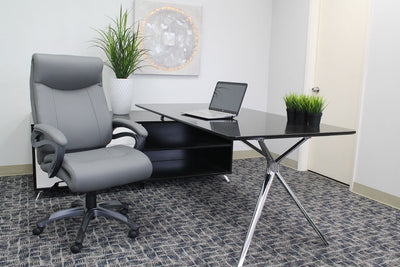 Superior Gray Leather & Nylon Office Chair