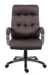 S-Design Brown Faux Leather Mid Back Guest Chair