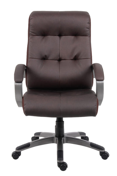 Brown Leather Office Chair w/ Button Design